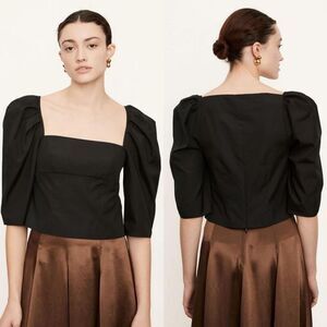 VINCE Black‎ Square neck puff sleeve blouse zipper back women’s size 4